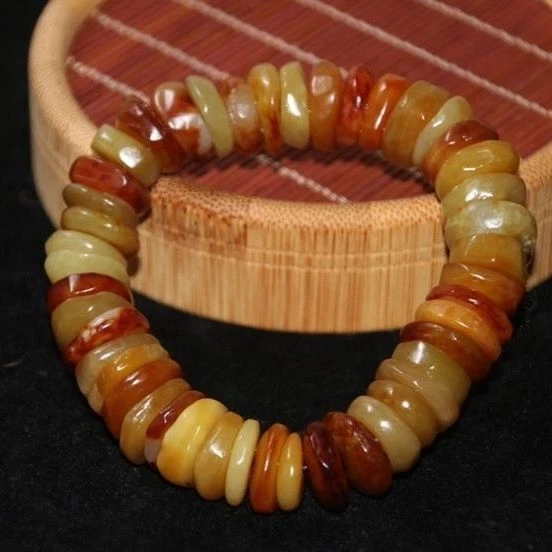 New HeTian Jade Abacus beads Prayer Lucky Mala Bracelet Blessing Seven Chakras