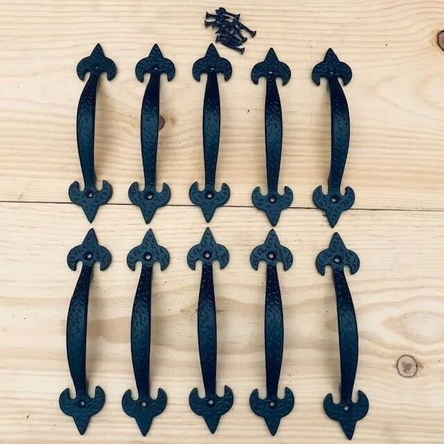 10 Iron Handles Rustic Drawer Pulls 7" Long Handle Grasp Door Gate Barn Shed