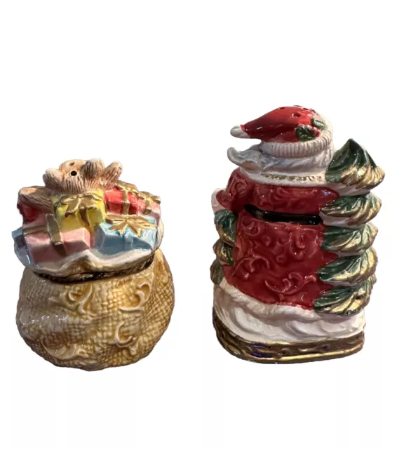 Fitz & Floyd Omnibus 1994 Santa Claus & Toy Sack Salt & Pepper Shakers 3