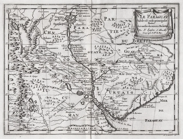 Paraguay Uruguay Brazil Brasil South America map Karte Sanson 1680