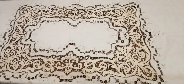 Grande Nappe En Dentelle Richelieu Burano Faite Main 2m50.