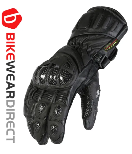 Leather Motorcycle Motorbike Biker Gloves Vented CE Carbon Knuckle Armour Pro