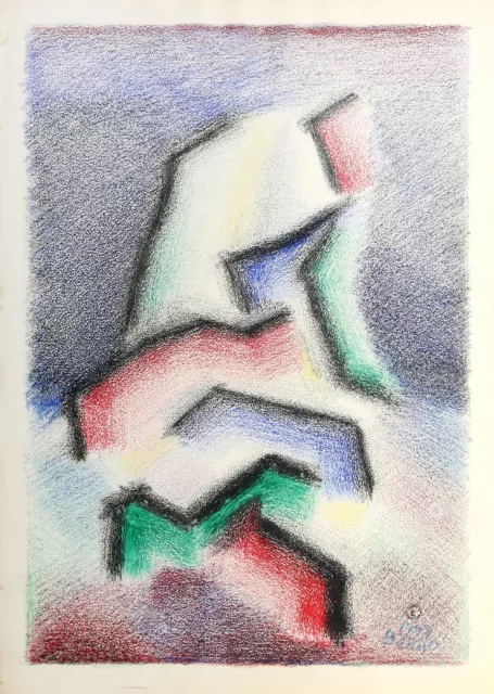 Benjamin Benno , Untitled Abstractas En Rojo Y Verde, Crayon sobre Papel,Firmado