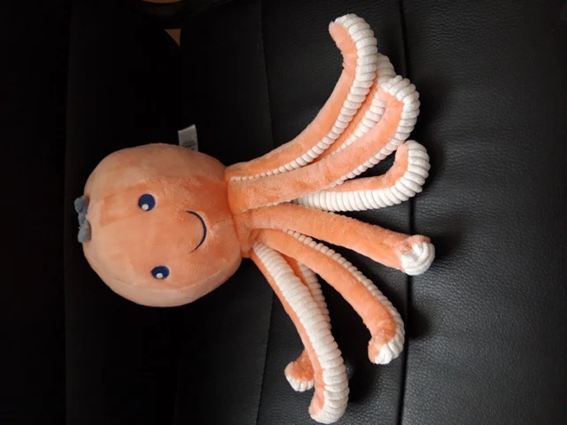 DOUDOU PELUCHE TEX PIEUVRE ROSE BLANCHE 30 Cm TBE 2