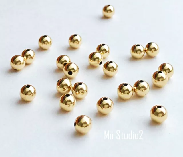 50pcs 4mm 14k gold filled Round seamless bead spacer small shiny plain  S04g