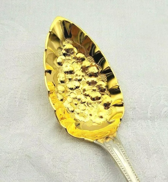 Beautiful Vintage Coin Silver Embossed GW Berry Spoon by  Aiken & Coon 9142 2