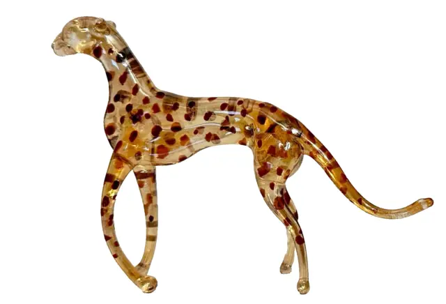 Figurine Miniature Blown Glass Leopard/Cheetah MURANO Art WALES
