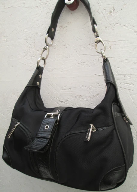 Sac à Main Vintage KESSLORD En Toile Et Cuir Noir - Occasion - Authentique