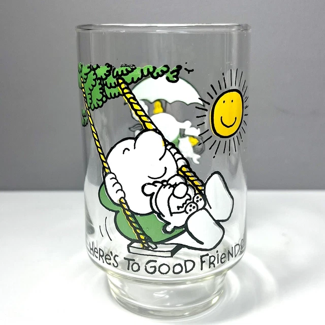 Vintage 1977 Ziggy 7-UP Collector Series "HERE'S TO GOOD FRIENDS" Glass Tumbler