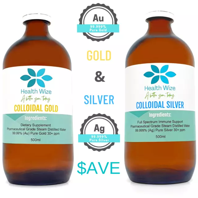 1 x Colloidal Gold & 1 x Colloidal Silver Finest Ions 3+ Month Supply 500ml each