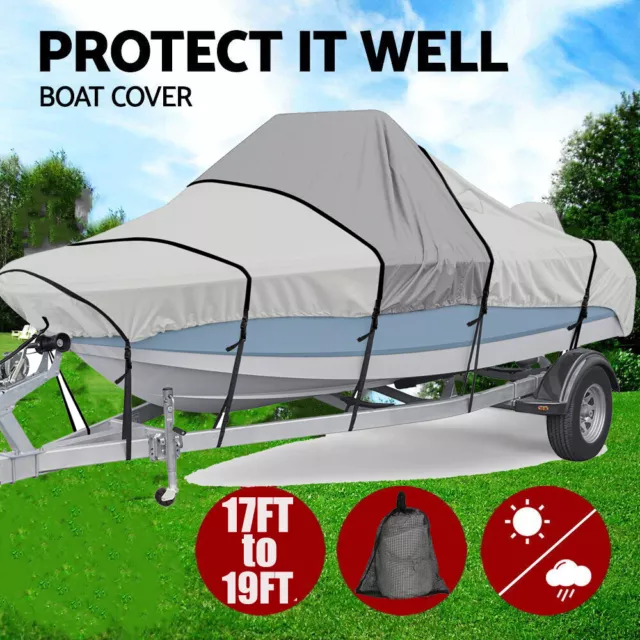 Heavy Duty Premium 1200D Trailerable Marine Grade Boat Cover 17-19ft Waterproof