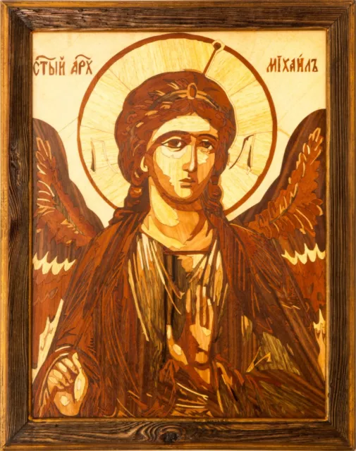 Erzengel Michael Icon orthodoxe byzantinische christliche Holzikone Wohnkultur