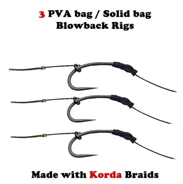 3 solide PVA Tasche Blowback Rigs - Haare - Schneemann - Korda Supernatural - Karpfen