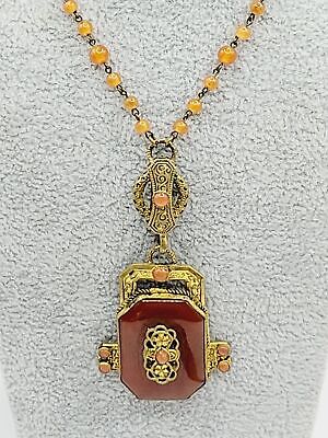 Signed Czechoslovakia Neiger Pendant Necklace (A282)