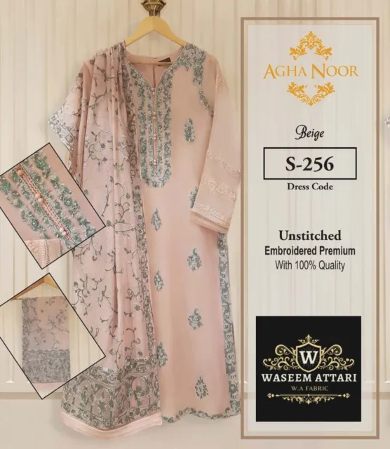 New Arrival Pakistani /Indian Women Brand Agha Noor Embroidery Unstitch