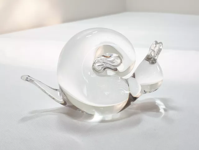 Vintage Wedgwood Clear Art Glass Snail Paperweight- Figurine - Ornament