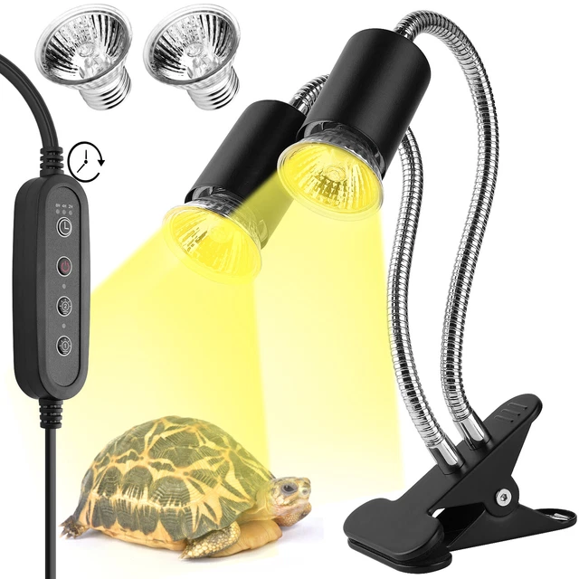 UVA+UVB LED Reptile Heat Lamp 25+50+50W Bulbs Tortoise Basking Lamp Holder Timer