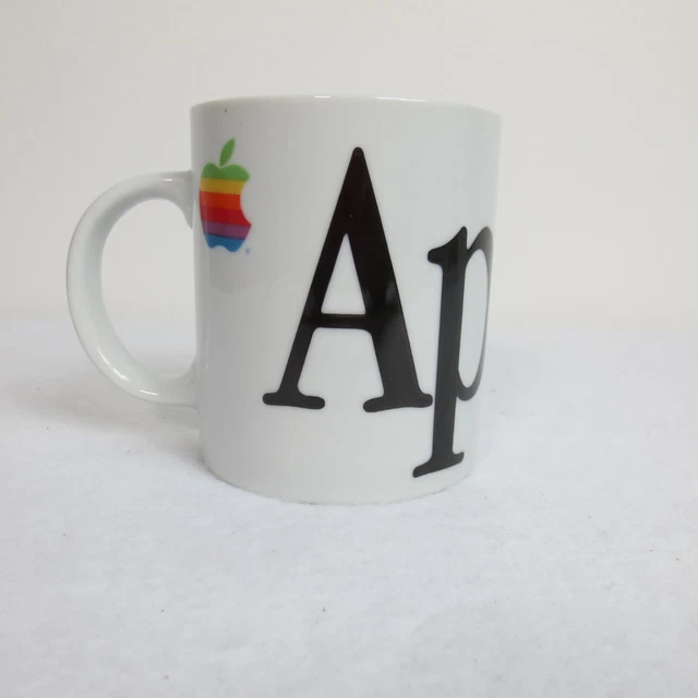 Vintage Apple Computers Macintosh Coffee Mug Rainbow Wrap Around Letters 80s