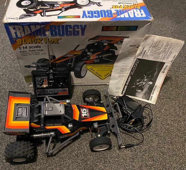 VINTAGE NIKKO BLACK Fox Frame Buggy 2WD RC Car Boxed Complete Read