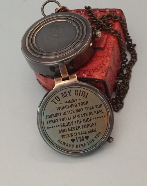 Brass Compass To My Girl Compass Best For Gift To Daughter Nautical Leather Gift