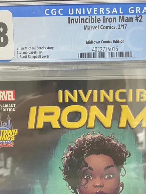 Invincible Iron Man #2 CGC 9.8 (Marvel 2017) J. Scott Campbell VARIANT IRONHEART 2