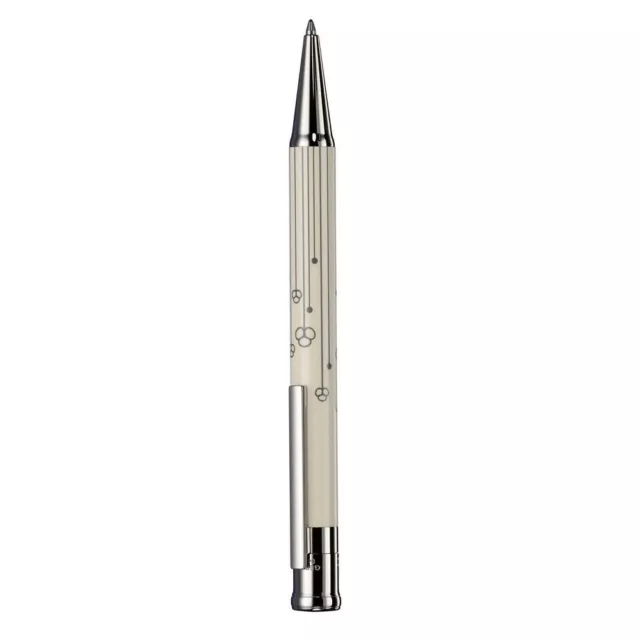 Otto Hutt,Kugelschreiber Design Nr 04,Ballpoint Pen ,Blumenmuster,in creme-weiss 2