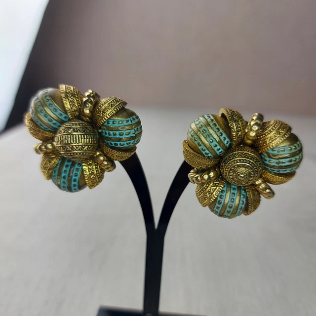 Broche Pendentif Ancienne - Métal Doré Et Perles Baroques - Occasion Bon État