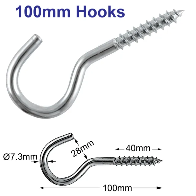 Screw in Hooks Large Heavy Duty Cup Mug Coat Tool 55 60 80 100mm Kitchen Garage