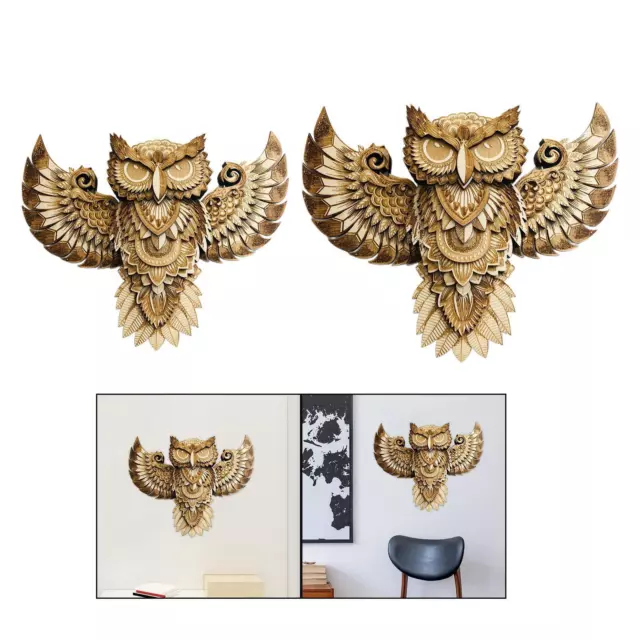 Wood Owl Wall Decor Wall Plaque Decorative Unique Figurine Carved Animal