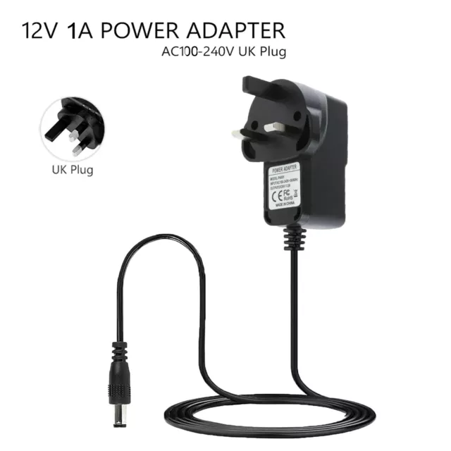 1A 12V UK Plug Switching Power Supply Adapter Charger AC100-240V, 50/60Hz DC