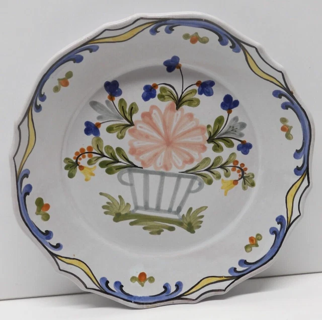 - BELLE ASSIETTE DECORATIVE CERAMIQUE au Panier Fleuri XXe goût XVIIIe Vitrine D