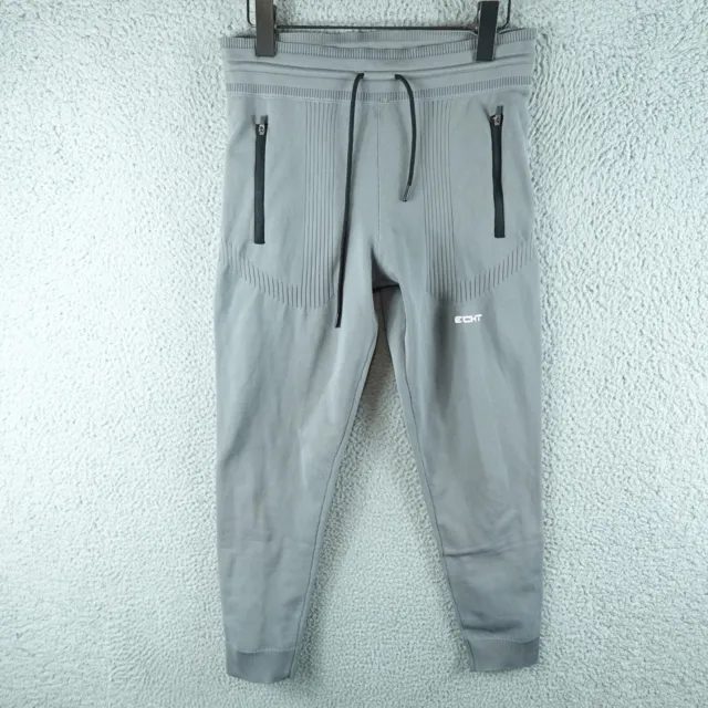 ECHT Womens Pants Medium Grey Jogger Drawstring Gym Zip Pockets Stretch Knit