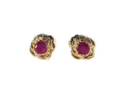 14kt Gold Ruby Rose Earrings 19thC Antique – Ancient Rome Persia Celt Magic Gem