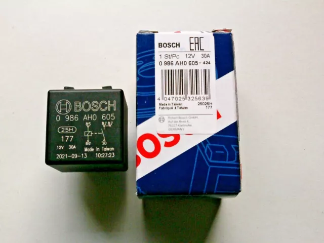 Bosch 12 Volt Arbeitsstrom Relais 0 986 AHO 605 - 424   30Ampere mit Halteblech