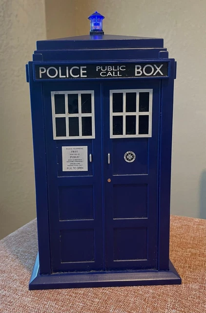Doctor Who Tardis Trash Can Police Box Waste Basket Lights Sounds SEE VIDEO