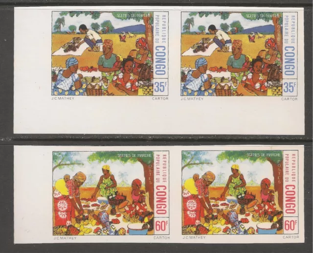 Congo #366-367 (A108) VF MNH IMPERF 1976 - 35fr to 60fr Women Selling Fruit