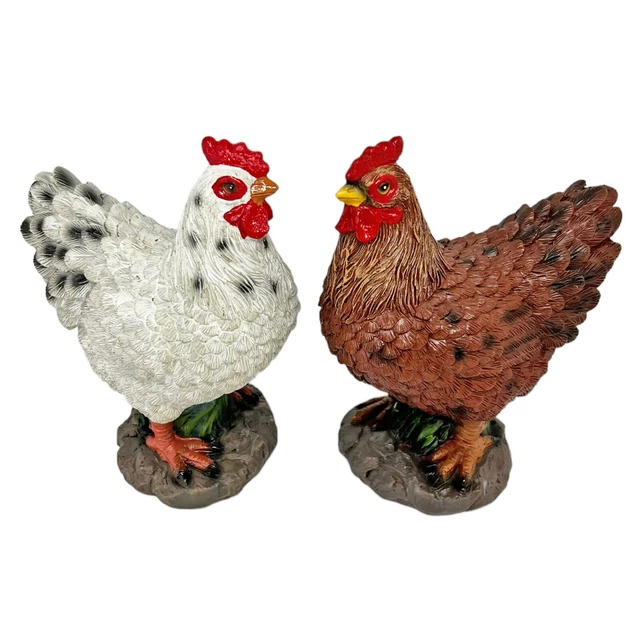 Paar Huhn Garten Ornamente Henne Vogel Outdoor Statuen Bauernhof Dekorationen