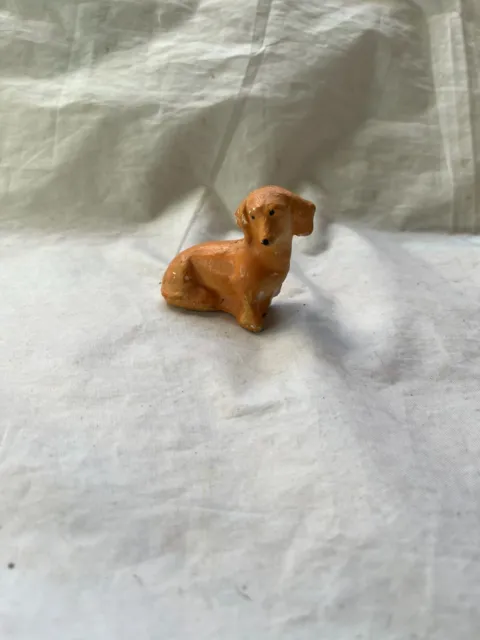 Homemade-Like Beige Dachshund Clay Figurine Piece