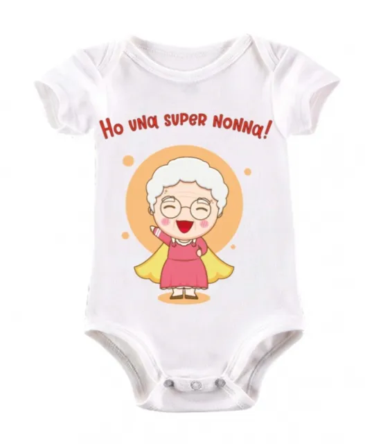BODY COTONE 100% SUPER Nonna NEONATO UNISEX REGALO Natale  compleanno nascita