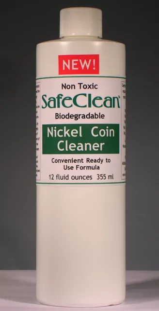 New! SafeClean Coin Cleaner for Modern Nickel Coins. 12 fl. oz. 355 ml.