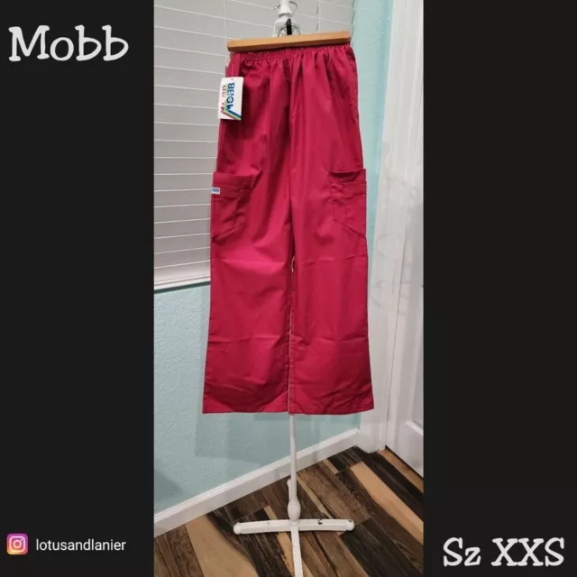 Mobb Rasberry Cargo Scrub Pants Sz XXS NWT