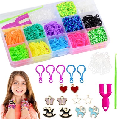 Fare Braccialetti Perline per i Bambini Compleanno Christmas Kit di Braccialetti Bambini Perline,Elastici Loom,Elastici Loom Nastri Box Fai da Te Nastri Braccialetti Kit Evance Loom Bands Kit 