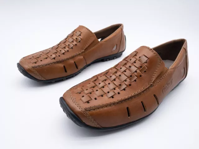 Rieker Hombre Mocasines Zapato Bajo Ocio Cuero Braun Talla 41 Ue Art. 6044-50