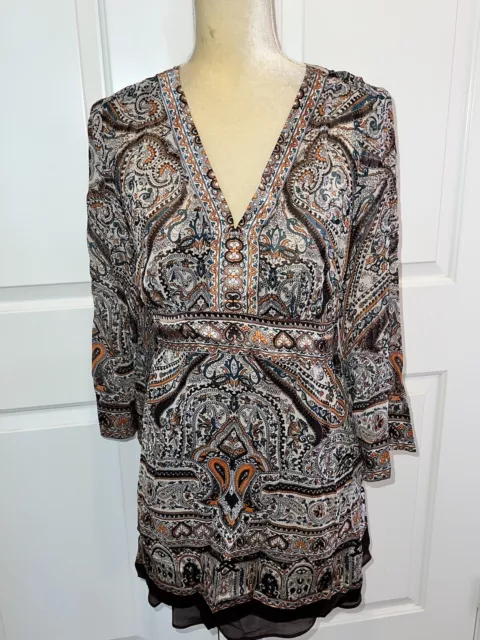 NWT INC International Concepts Macys Tunic Paisley Print Sheer Lined Sz 10