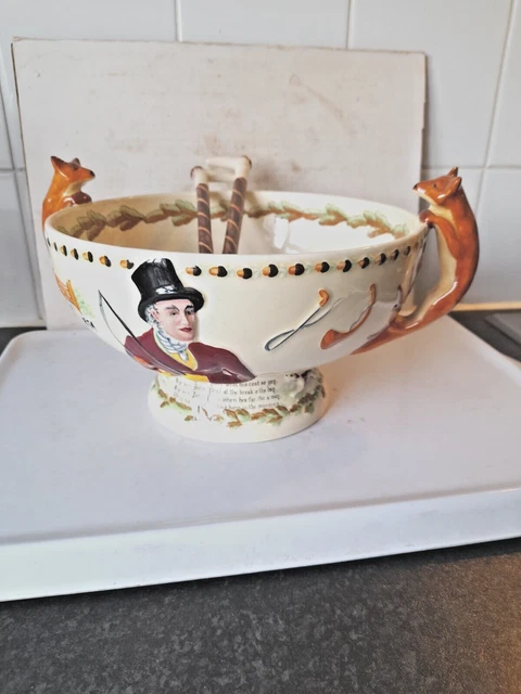 Rare Vintage Crown Devon Fieldings John Peel Fox Hunting Serving Bowl & Servers