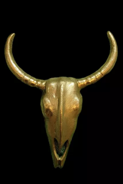 Vintage Wall-Mounted Cast Brass Steer Skull Cow/ Bull Western Wall Art Metal 20"