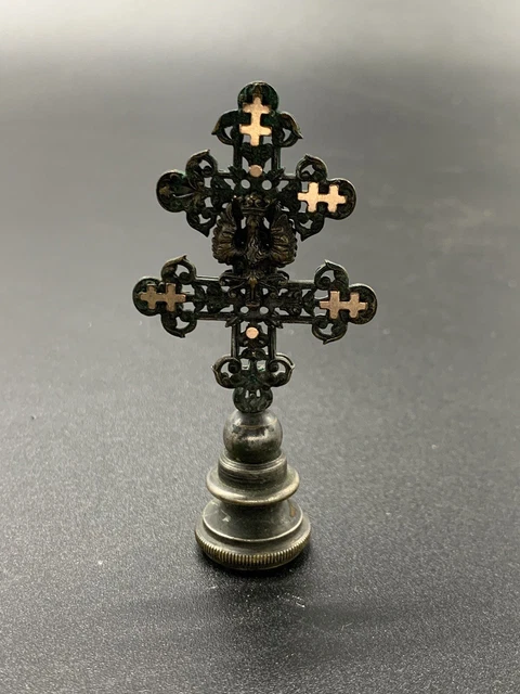 Belle Broche Aigle Croix De Lorraine En Métal Argenté - Diamètre 24 Mm - Occasion