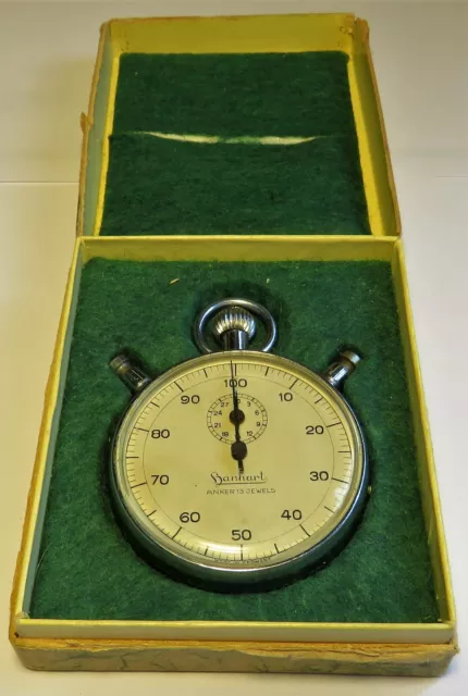 Hanhart Stoppuhr Stopper Timer Rattrapante Schleppzeiger mechanisch OVP ca. 1950