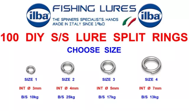 100 Ilba Diy Stainless Steel Lure Split Rings Flying C's Spinners Mepps Spoons