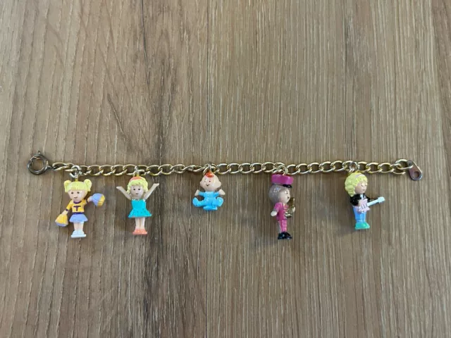 Vintage Polly Pocket 5 Charm Bracelet 100% Complete 1992